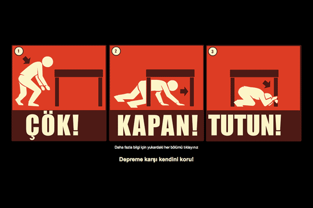 Knien! Schützen! Festhalten! (Copyright: Kandili Erdbebenwarte)